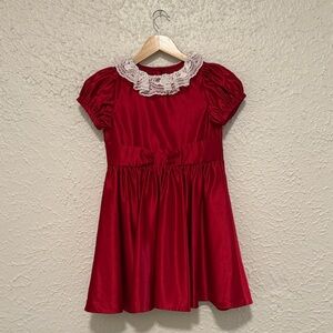 American Girl Janie and Jack Red Dress with Lace Collar, Size 10